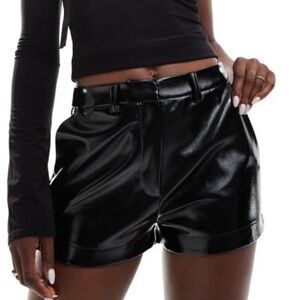 ASOS Shine Black Faux Leather Shorts